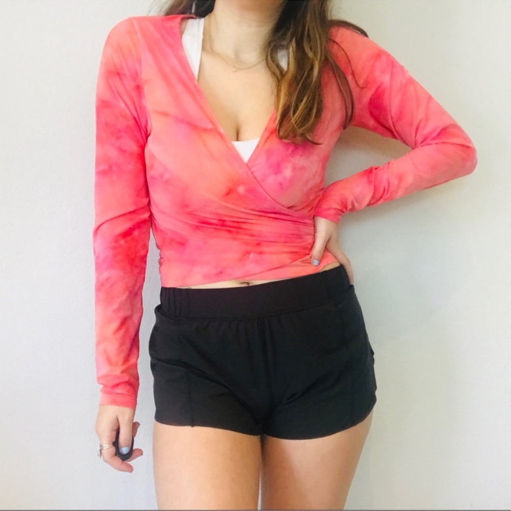 Outdoor Voices mesh tie dye wrap long sleeve crop